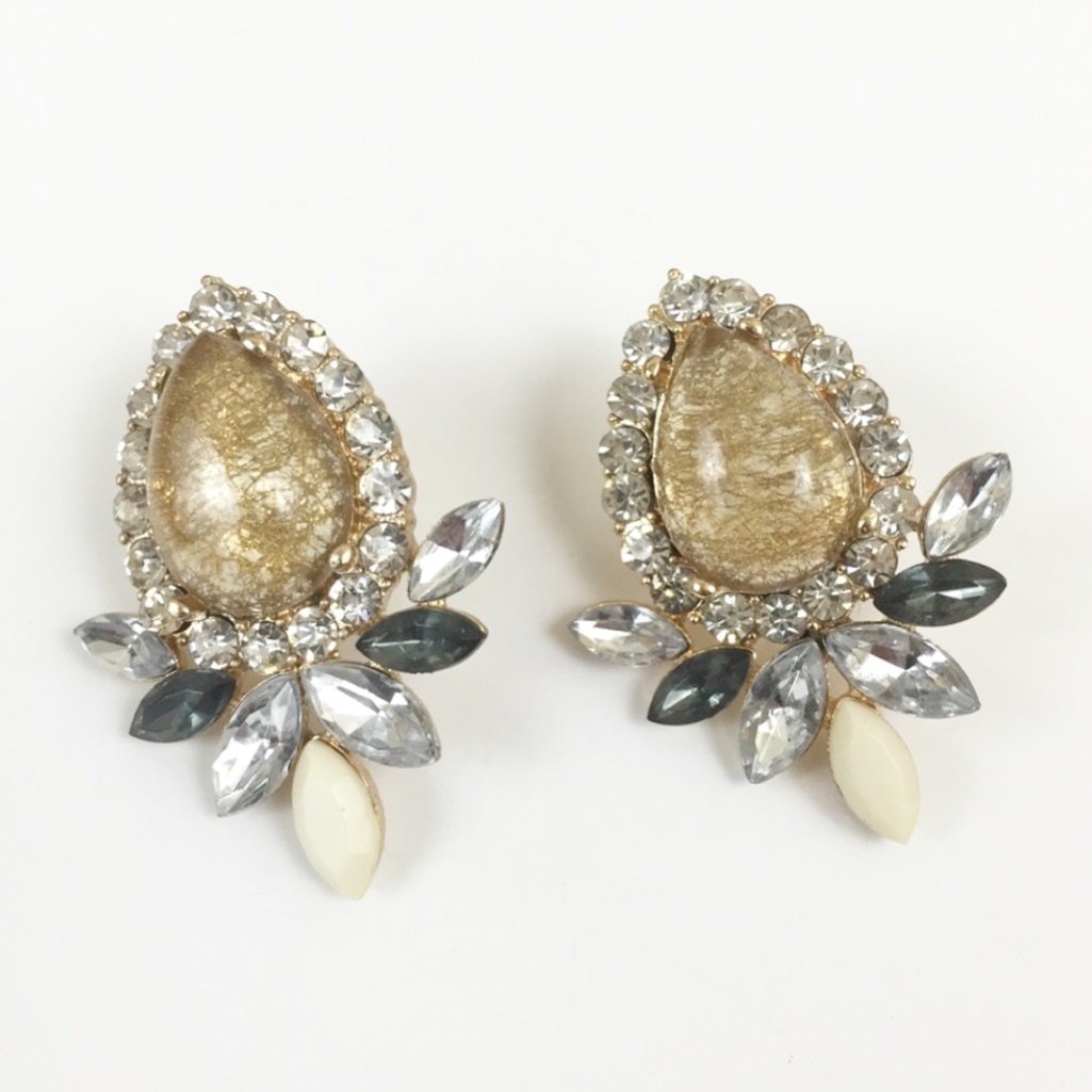 Teardrop Crystal Leaf Earrings